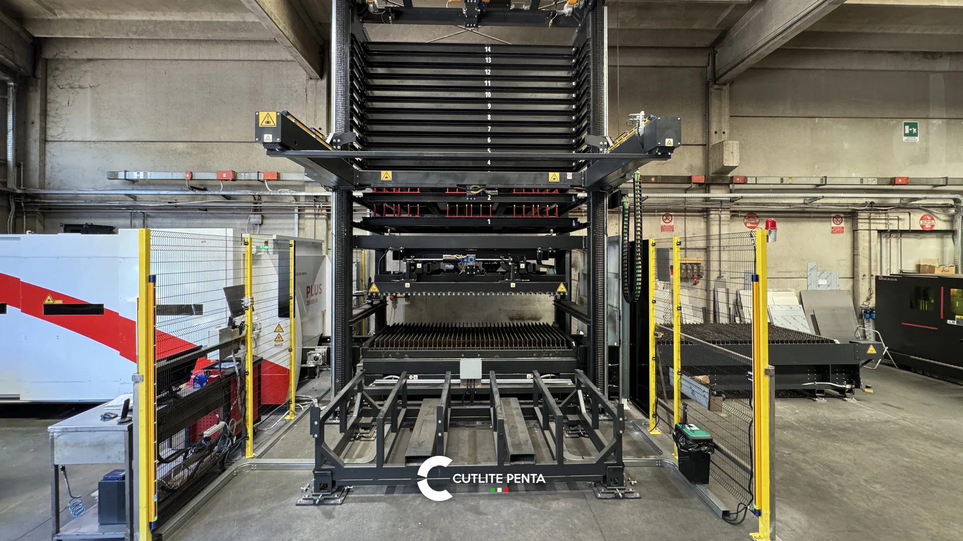 Magazzino automatico NEXAM abbinato al laser a fibra Cutlite Penta PLUS in M3 Metelli