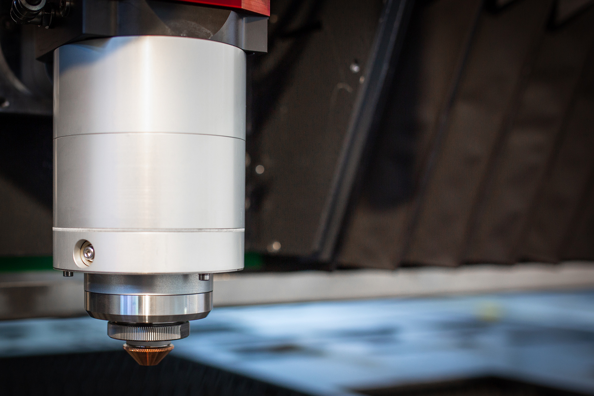 La tête de coupe d'un système laser fibre Cutlite Penta.